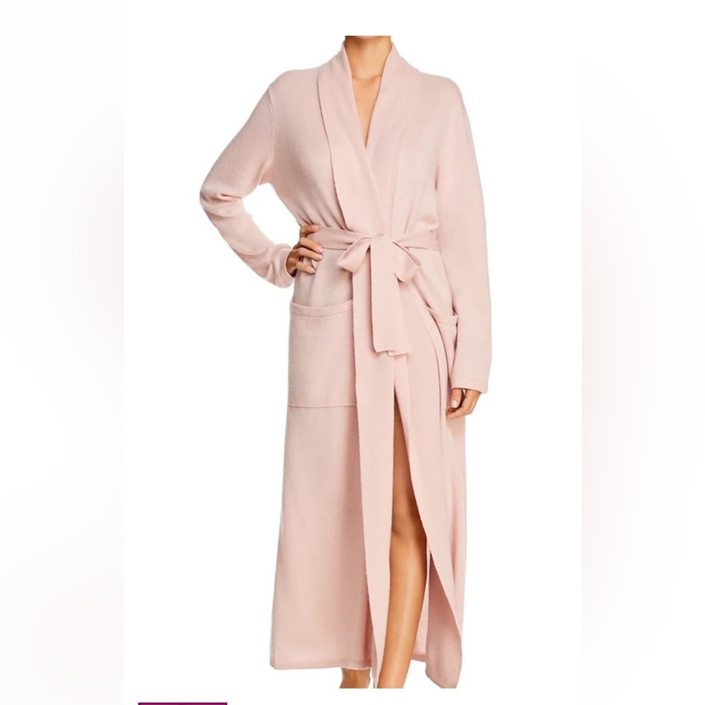 NWT! Arlotta M/L cashmere blend Soft Pink Long Robe. - Picture 2 of 12